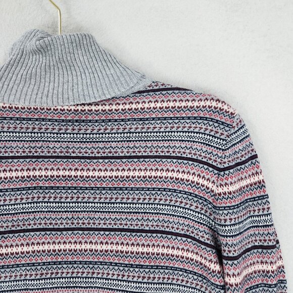 LL Bean Sweater Womens XS Petite Gray Striped Turtleneck Cotton Cashmere Blend - Picture 10 of 10
